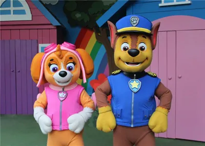 Chase and Skye from PAW Patrol at Chessington World of Adventures