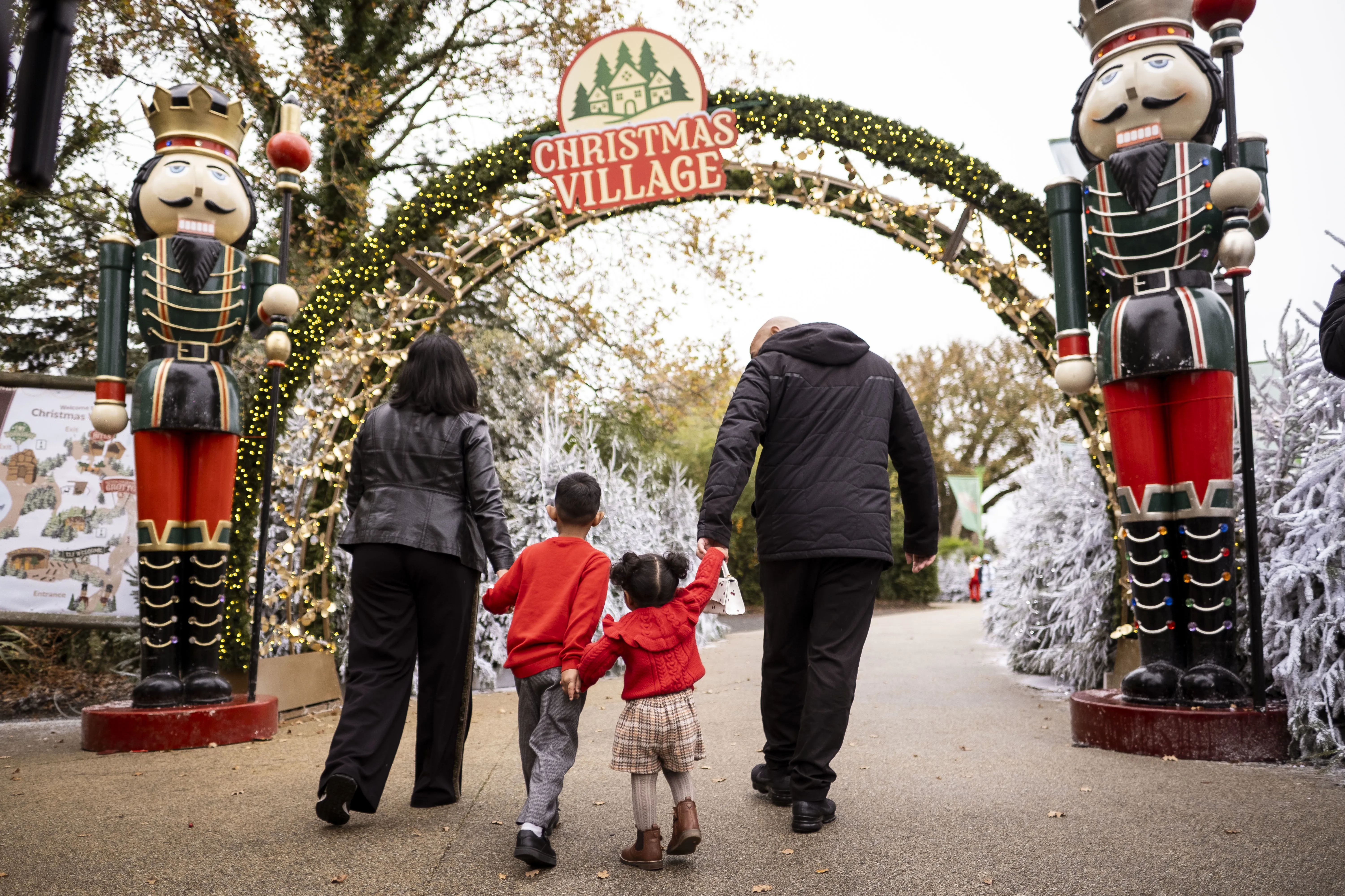 Family Entering Chessington's Christmas Village