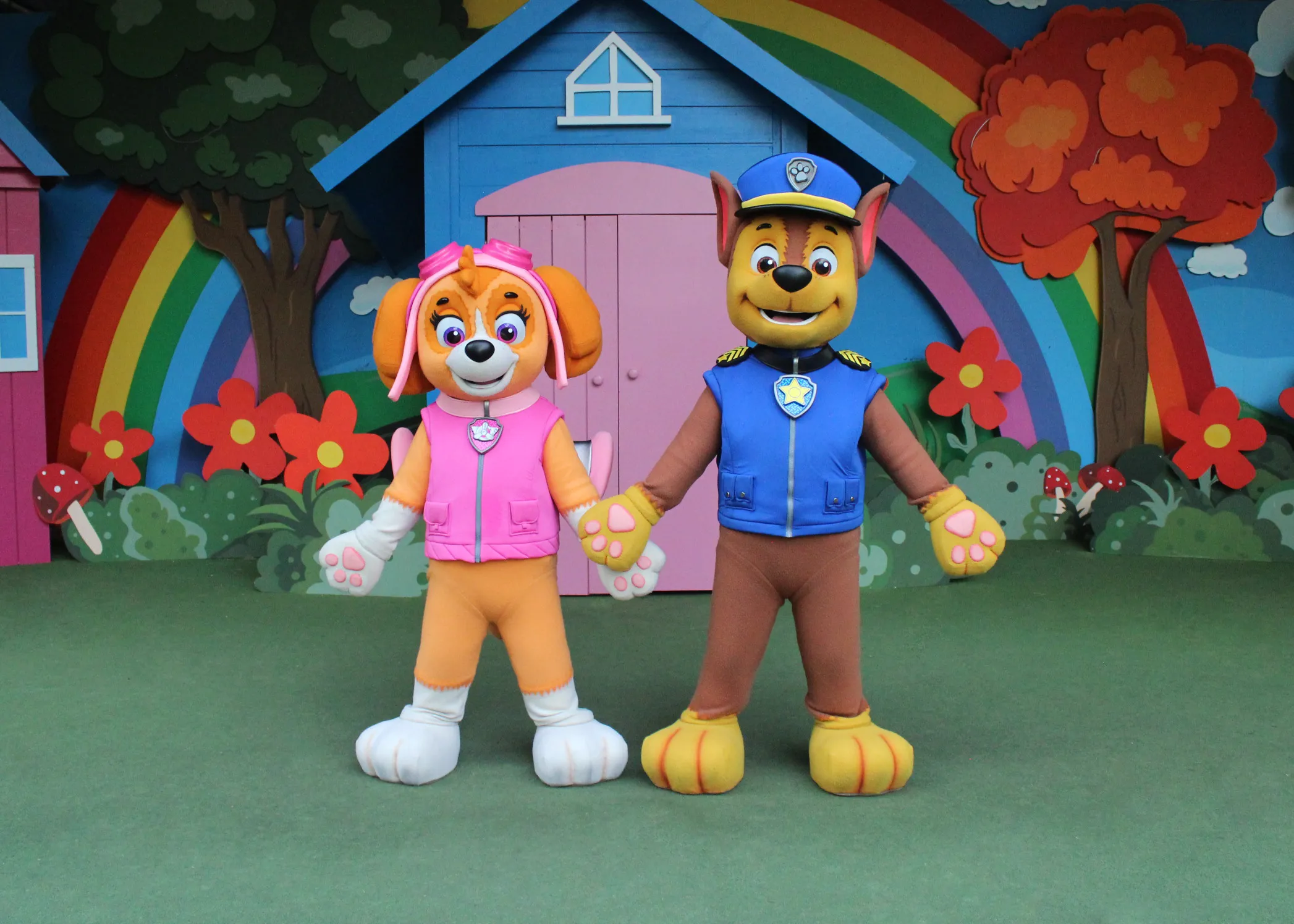Chase and Skye from PAW Patrol at Chessington World of Adventures