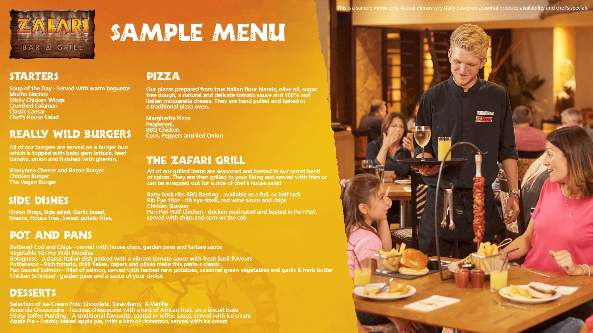 Zafari Bar & Grill, in the Chessington Safari Resort Hotel