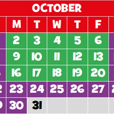 October 2023 Schools Calendar
