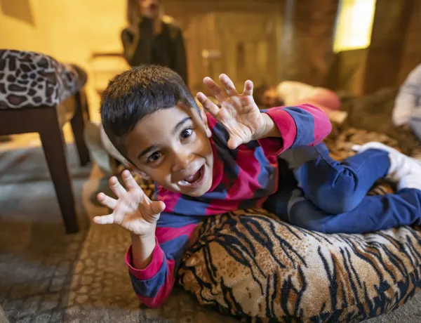 Cheeky child posing in the Chessington hotel