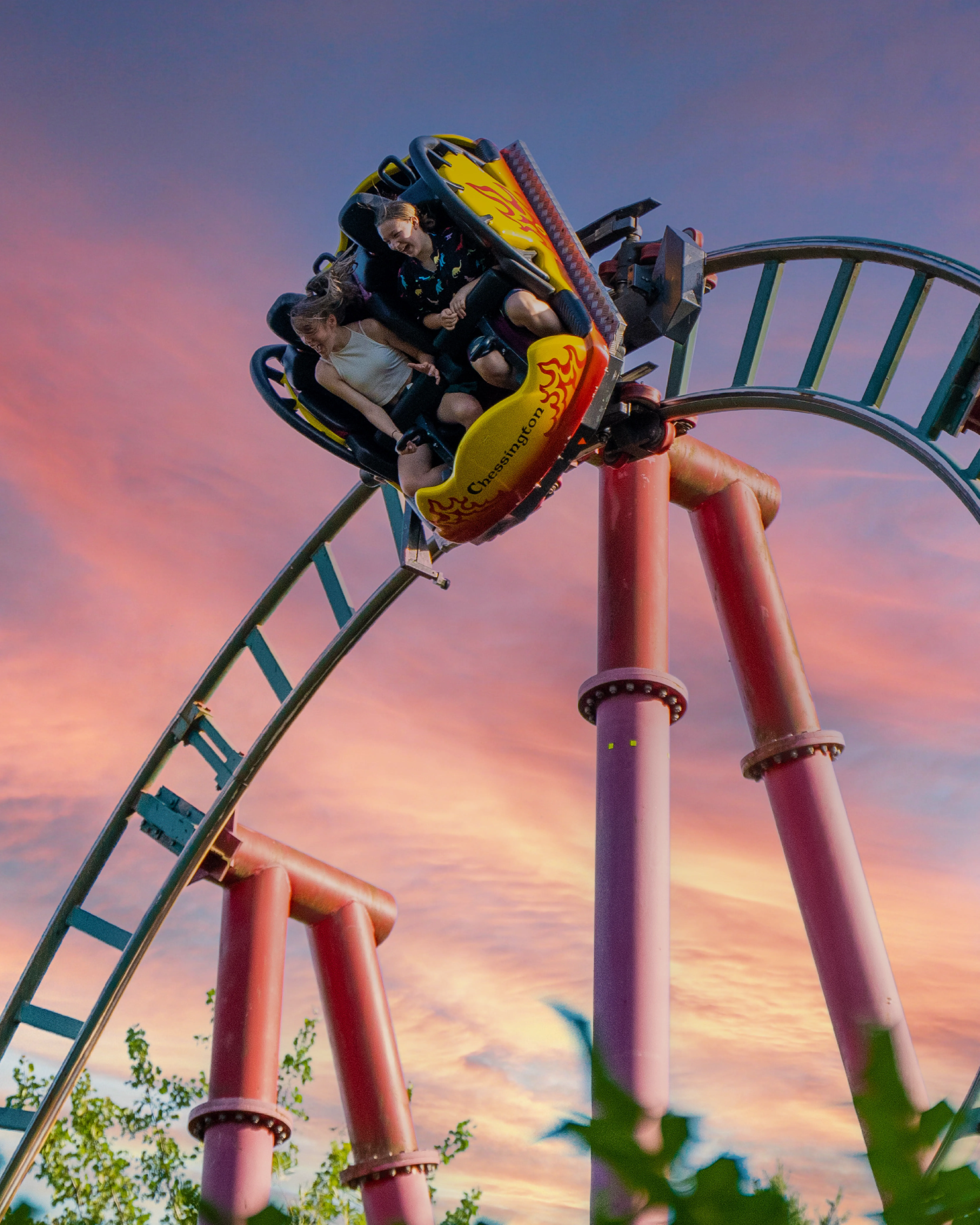 Guests enjoying a roller coaster ride at Chessington World of Adventures Resort
