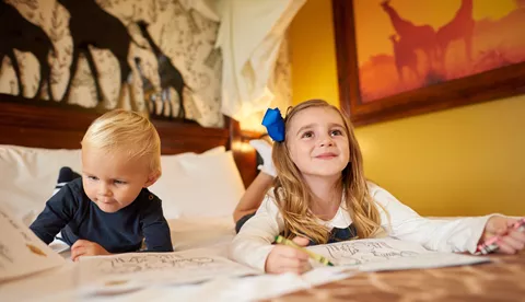 A Giraffe Room In The Chessington Safari Hotel - children reading book